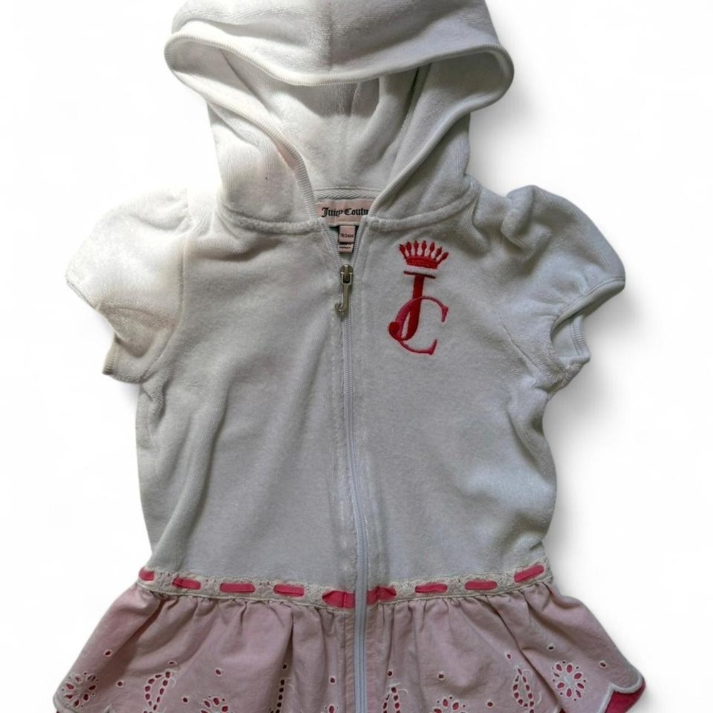 Y2K‎ 2000s vintage Juicy Couture pink and white zip up hoodie with skirt